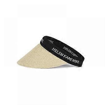 Sommer stråvævet tom hat, solhat, solskærm strand stråhat, ingen top hårbånd, solhat (Beige)