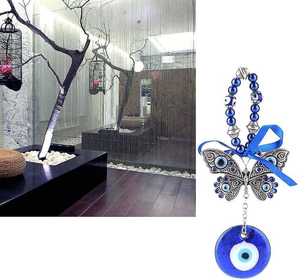 Blå Øje Beskyttelse Blå Amulet Glas Vedhæng Heldigt Hjem Beskyttelse Vægdekoration