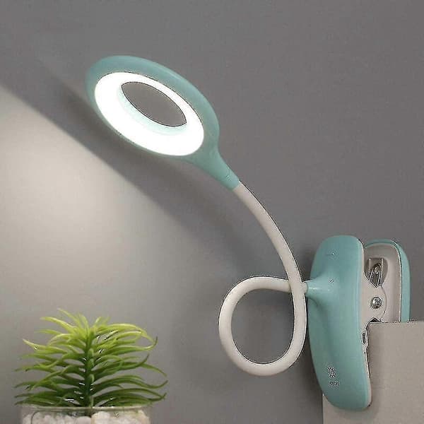 LED Clip-on Læselampe Dæmpbar Øjenbeskyttelse Bordlampe [DB] Blå Blue