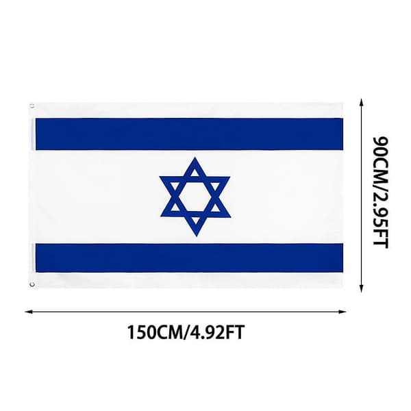 Israelsk flagg 3x5 fot Israelske nasjonalflagg med messingmaljer Lett polyester Jødiske flagg Banner 90X150CM
