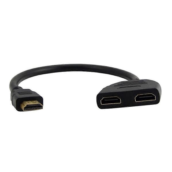 1 indgang 2 udgange Han til Dobbelt Hun Splitter Sort Kabel Adapter Konverter A/V 1080p