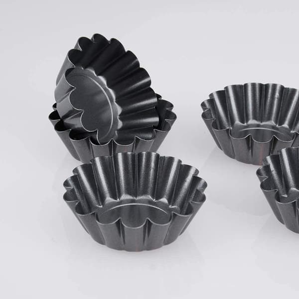 Sæt med 10 sorte non-stick tærteforme 6,5 * 2,1 cm til mini-kager