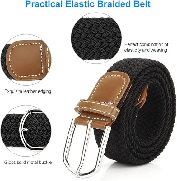 2-pak flettede stretch canvas elastiske herrebælter