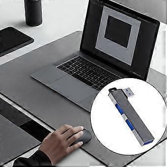 Lett USB3.0 Hub-adapter USB-splitter for bærbare PC-er med 1 USB3.0 og 2 USB2.0-porter, kompakt og bærbar design grå Grey