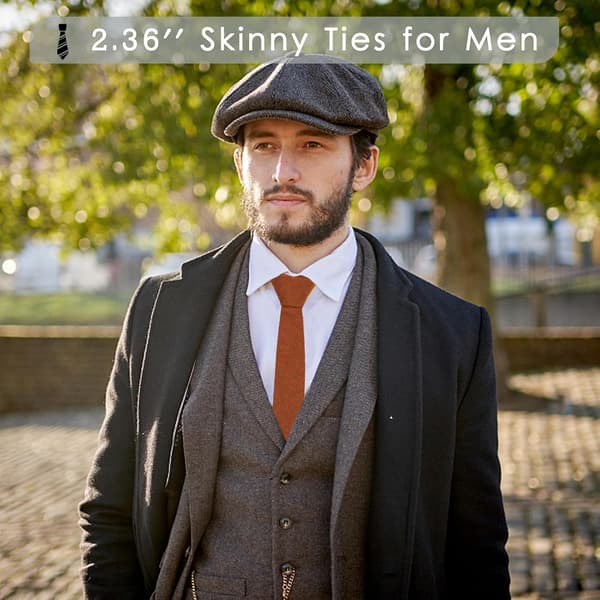Slipsar för män, smal slips 2.36'' Herrslipsar Bröllop Marskalkar Presenter Fest A8-bränd orange - A8-burnt Orange