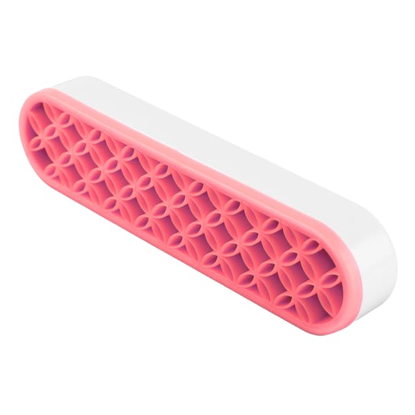 Silicone Makeup Brush Holder, Assorted Compartments, Lightweight, Durable, Stable Brush Storage Rack for Bedroom, Office Desk, Pink
