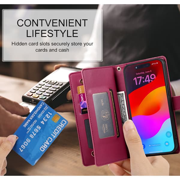 Mobile Wallet for iPhone 16 Series, Portable Wallet that Holds Both Mobile Phone and Cards, Does Not Affect Card Magnetism Blue iPhone 16 Pro
