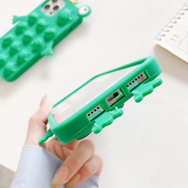 Pop Bubble for iPhoneiPhone13/13PRO/13PROMAX Case with Lanyard, Soft Silicone Case Cartoon Funny Cute Anime Cool Cover Case (iphone13, Cute Frog)