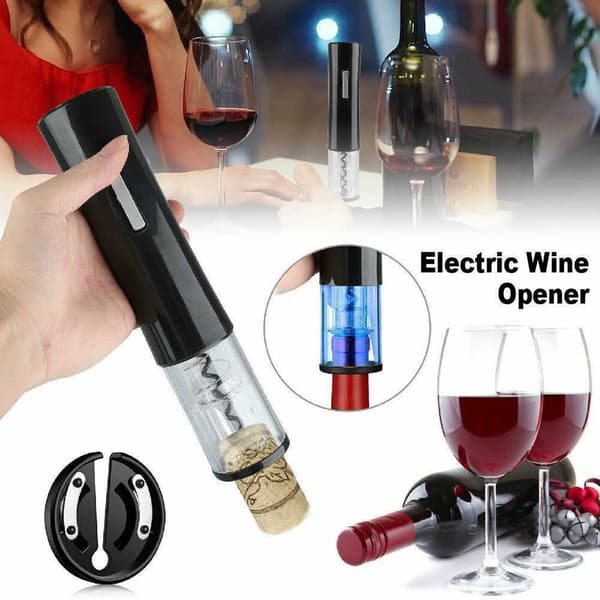 Electric Automatic Wine Bottle Opener With Foil Cutter Corkscrew Black/Red Red Red