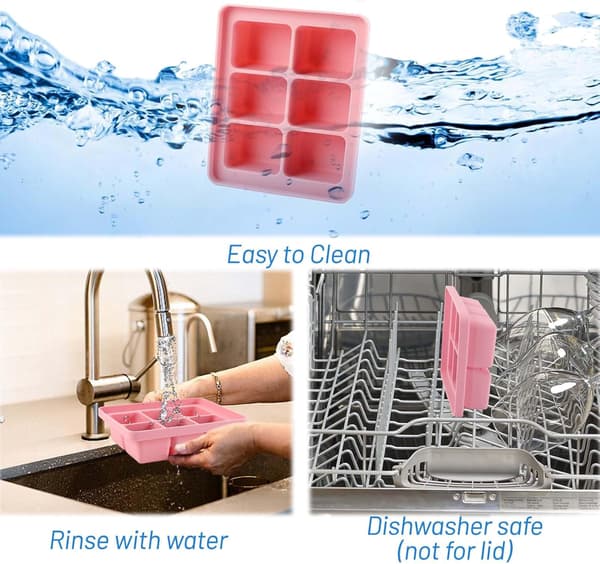 3-pack Ice Cube Trays, Silicone Ice Cube Molds with Lids, Large Square Ice Cubes 5 cm, Stackable and Dishwasher Safe, for Cocktails, Whiskey, Fruit, Ice