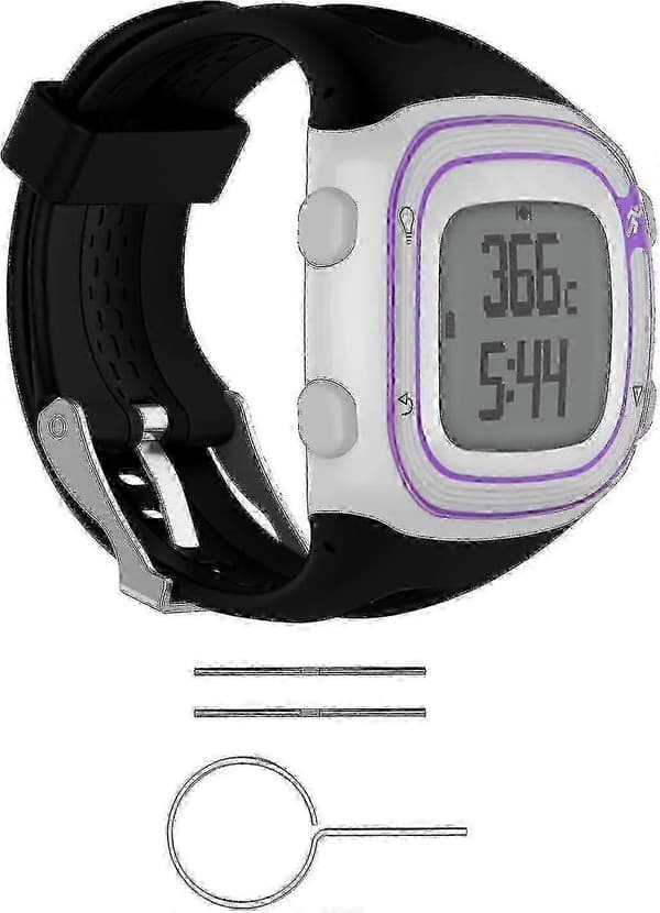 Silikone erstatningsrem til Garmin Forerunner 10/15 - Sort stor rem [DB]