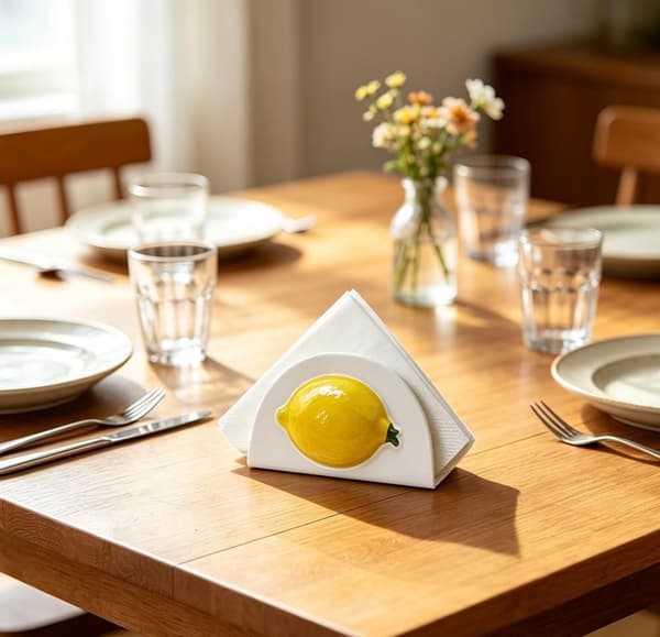 Servietholder, keramisk citron lodret silkepapir opbevaringsbakke -
