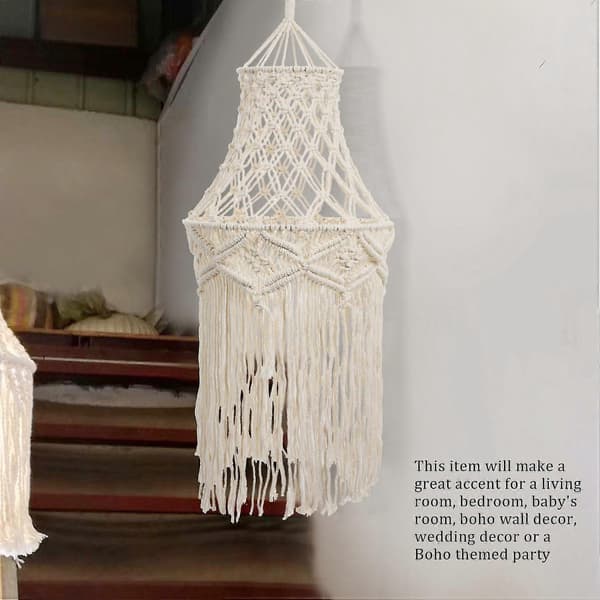 Makramé Lampskärm Hängande Pendellampa Skydd Modern Bohemisk