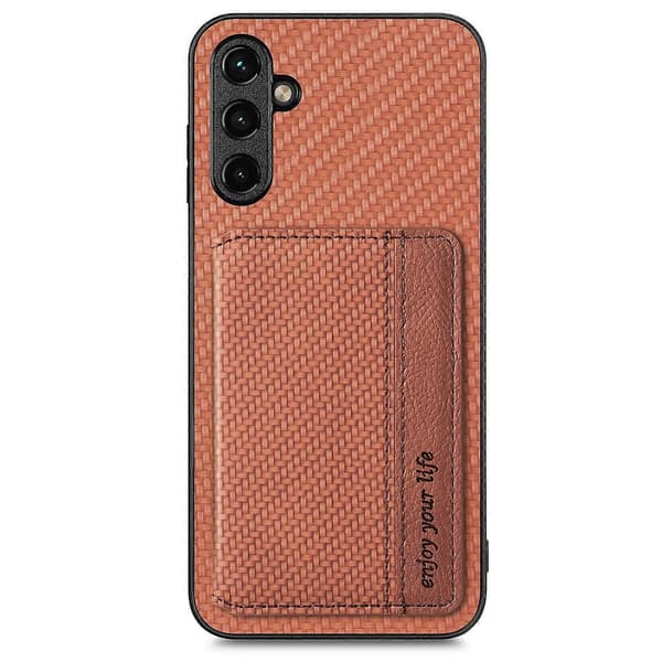 För Samsung Galaxy A54 5G Kolfiber Magnetisk Kort Plånbok Väska Telefonfodral Brun Brown