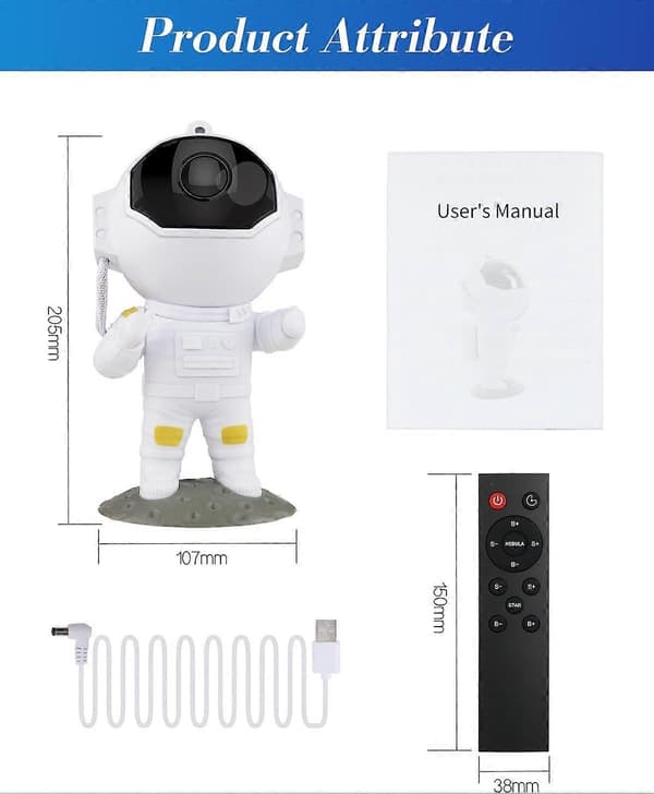 Astronaut Galaxy Projector Lamp, Nebula Night Light, Starry Lamp for Bedroom and Ceiling Projector, with Timer and Remote Control