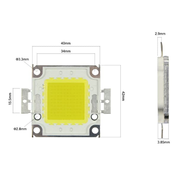 100W LED-chiplampe Varmhvit Høy Effekt Energibesparende (5-pakning)