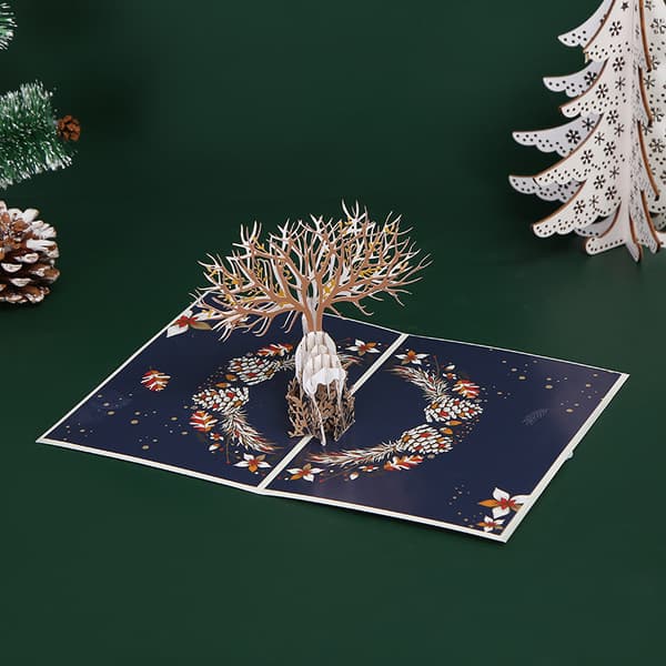 3D julekort, pop-up julekort, tredimensionelle foldede julekort (juleelg)