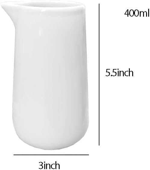 Hvit keramisk fløtemugge melkekanne, kaffeservering - 400 ml