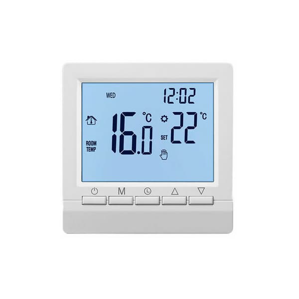Intelligent wall thermostat with LCD display for underfloor heating °C blue backlight °C white light