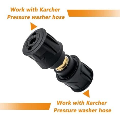High-pressure quick coupling for pressure washer and gun, hose connection adapters only compatible with Kärcher hose, female M22 14mm, 2-pack