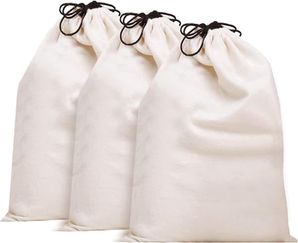 3-pack bomullspåse med dragsko, dammsäker och andningsbar