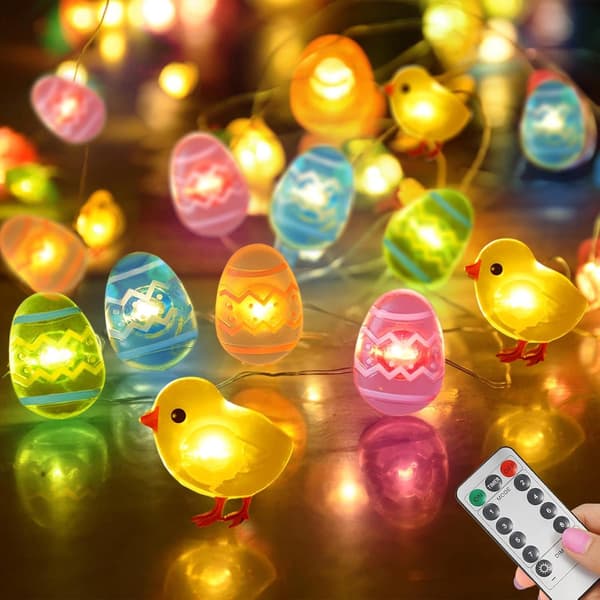 Twinkle 50 LED egg påskelys for påskedekorasjon, batteridrevne påskelysslynger for påskekrans vårkransdekorasjon
