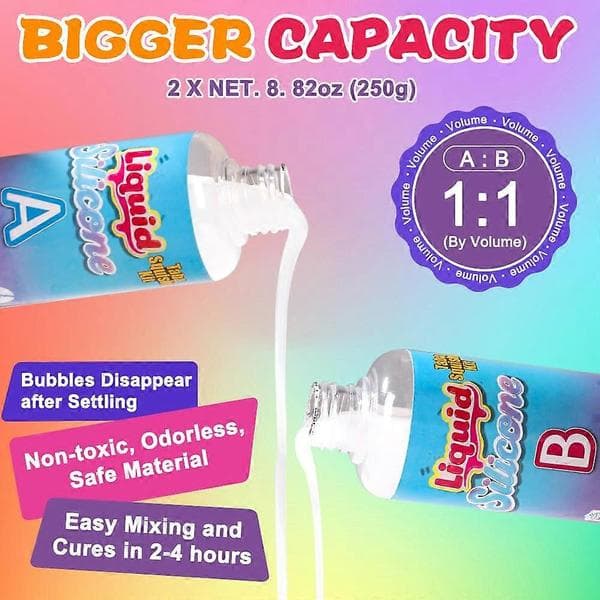 DIY Squishy Kit 18oz AB Flytande Silikon med 6 Återanvändbara Formar Mjuk Långsam Stigande Hantverksset för Barn