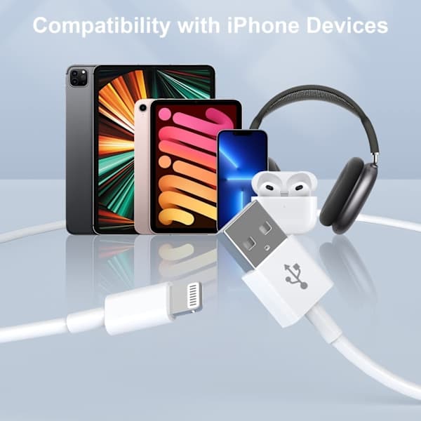 3-pak 20W hurtigopladningskabel, USB-kabel 2 meter, hurtigopladning til iPhone