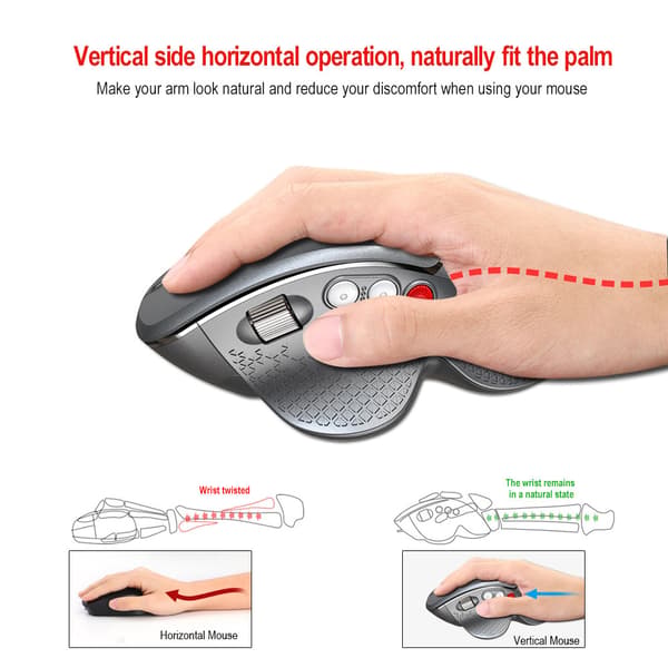 Vertikal mus ergonomisk design 2.4G trådlös mus grepp, spel