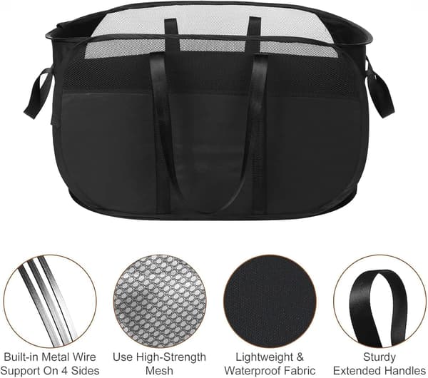 Mesh Laundry Bag, Foldable Laundry Hamper, for Laundry Room, Bathroom or Travel