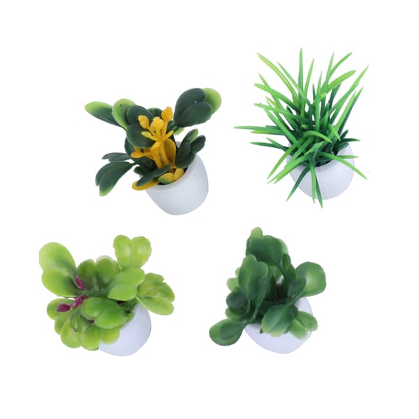 4-pack Mini Simulation Potted Plants Set Artificial Potted Plants Set with Ceramic Pots for Home Office Table Decoration