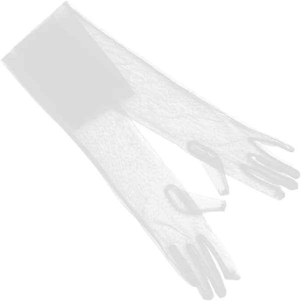 Bryllupshansker for kvinner i mesh, 38 cm, gjennomsiktige, hvite