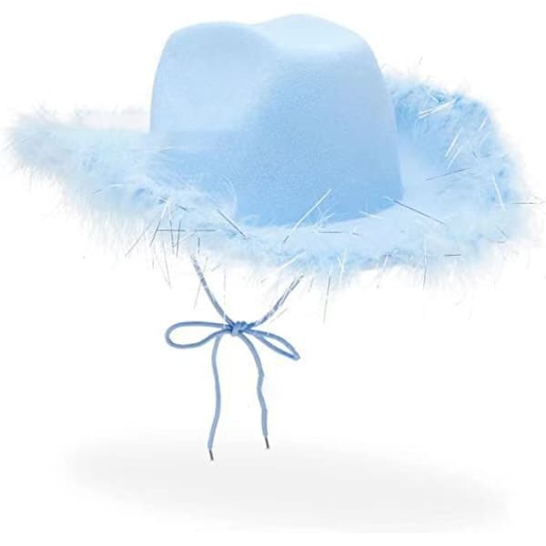 Fjäder Cowboyhatt Cowgirlhatt Blå Blue