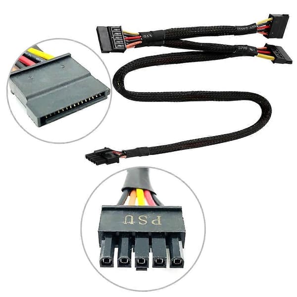 5Pin til 3 SATA Strømkabel 5Pin Han til 3 SATA 15Pin Hun Splitter Adapter [db]