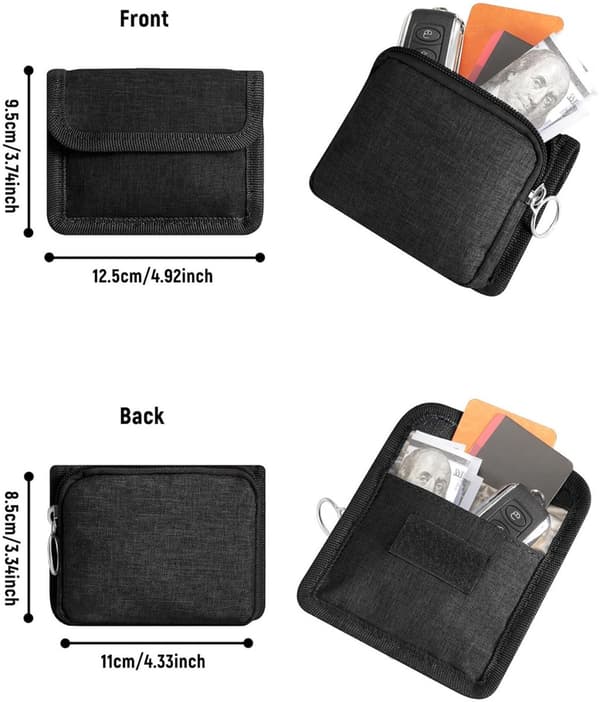 RFID Faraday Key Case with Signal Blocking, Wide Opening, Card Storage for Keyless Car Keys, Black