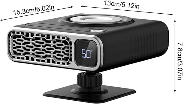 Varmeapparat, afrimer, til bil, 12 V, ventilator, dugfjerner, sæson sølv - silber