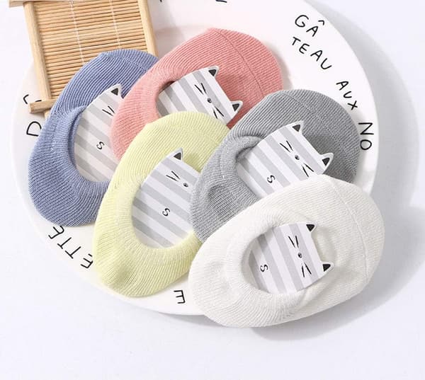Baby Grip Sokker Gutter Jenter Småbarn Ingen Vis Bomull Anti-skli Usynlig Sommer Tynn 10-pakning Solid 3-12 Måneder 3-12 Months 10pack Solid