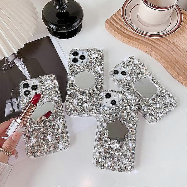 iPhone 14 Pro Max Love Mirror Glittrande Diamant Lyxig Diamant Serie Telefonfodral