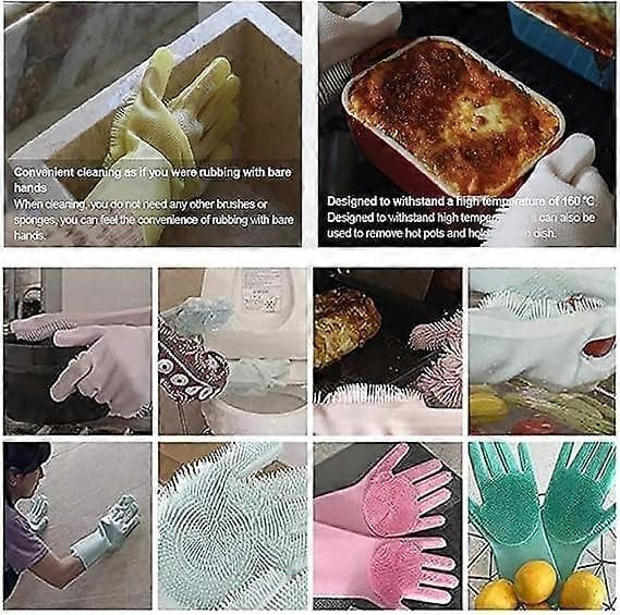 Magic Dishwashing Gloves Cleaning Sponge Gloves Reusable Silicone Brush