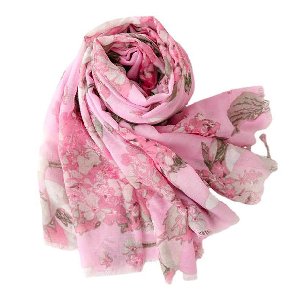 Dame Halstørklæder Let Blomstret Blomsterscarf Forår Efterår Vinter Sjal