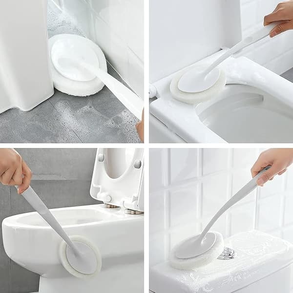 Cleaning brush with 2 replaceable brush heads for cleaning sinks and floor tiles (grey)