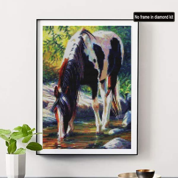 DIY 5D Digital Diamond Painting Set Horses by the River, Diamond