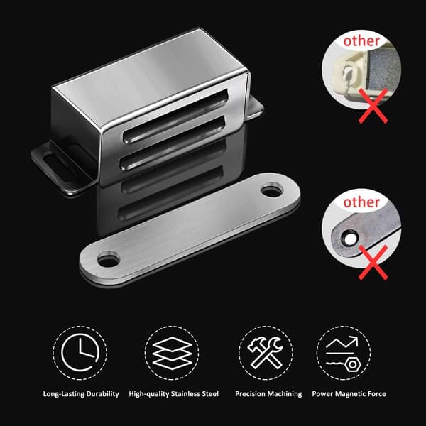 Magnetisk Dørlukker 6KG Trækkraft Stærk Magnet Skabslås Magnetisk Hardware Rustfrit Stål Krom Dørlukker (6-pak)