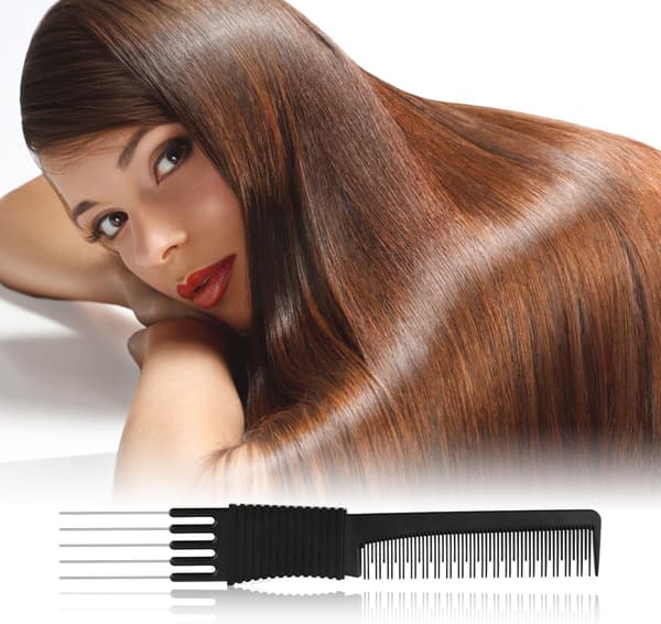 2 stk. Sorte Kulfiber Løfte Back Combs, Back Combs med Metalstifter Dobbelthoved Hårplukningskam Gaffelkam Værktøj til Kvinder Hårstyling Salon
