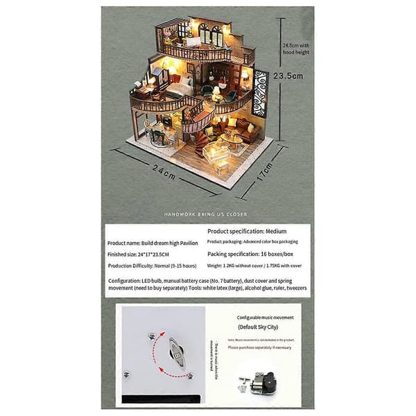 DIY Bokhjørne Innsettingssett Tre Dukkehus Byggesett