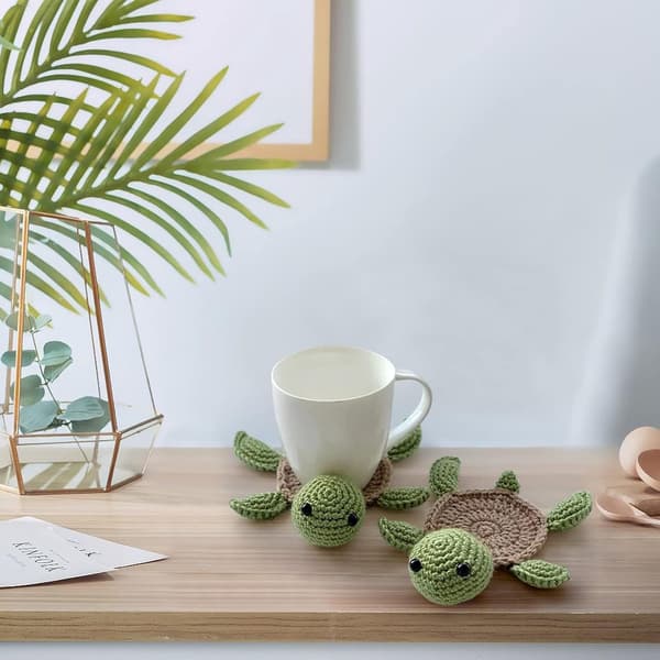 Glasbrikker - Runde - Glasbrikker til glas - Kaffe- og tebrikker - Gave - Skildpadde - Bæredygtig - Skridsikker ...