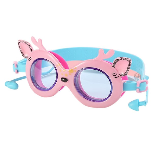 Cartoon Swim Glasses for Kids - Waterproof Anti-Fog Swimming Goggles with Earplugs