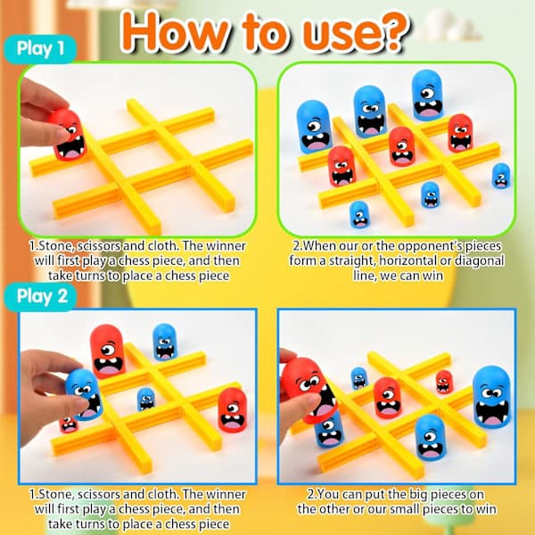 Big Eat Small Tic Tac Toe Spilsæt, 2 Spillere Blå Rød Gobblet Go