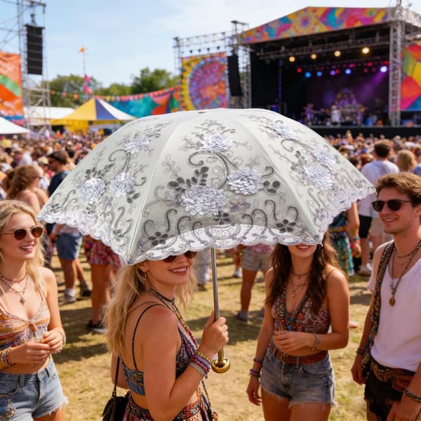 UV-paraply, dobbeltlag, vindafvisende, med opbevaringspose grå - grau