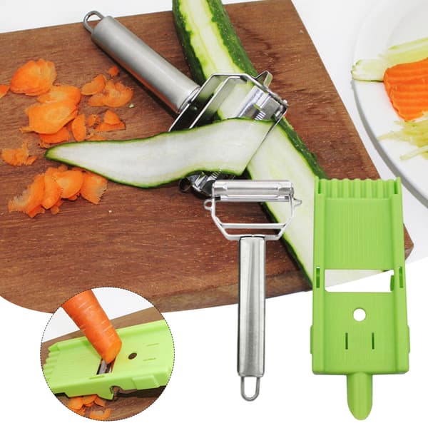 2-in-1 Vegetable Slicer with Handle Easy Manual Cutting Tool for Melons Radish 1pc 1pc